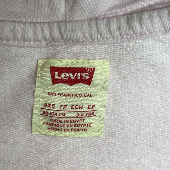 Girl's Pink Levi's Hoodie Levi's Logo Patch Ruffle Hem Size 4XS 3-4Yrs - Picture 6 of 7